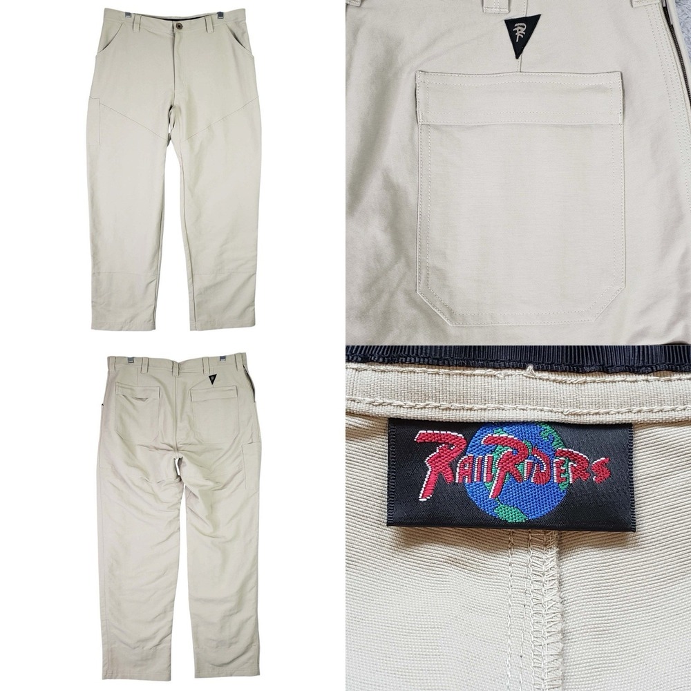 RailRiders Pants Khaki Outdoor Hiking Adventure Straight Leg Men's Size 36x30